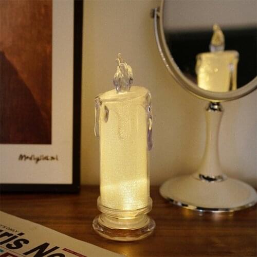 Flameless LED Light Candle Electronic Lamp With Base Transparent Shell Flickering Tea Light Christmas Event Party Home Decor