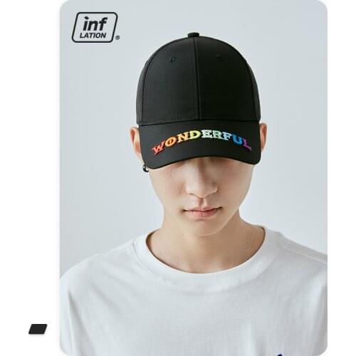 INFLATION Mens Black Baseball Cap Men Streetwear 2021 Stylish One Size Colorful Letter Embroidery Baseball Cap Unisex 303CI2020