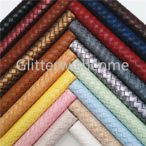 Glitterwishcome 21X29CM A4 Size Weaving Faux Leather Fabric, Synthetic Leather Fabric Sheets, Embossed Leather for Bows, GM446A