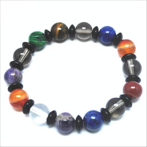 Charms semi precious stone bracelets round ball size 8mm 10mm 12mm top fashion jewelry mens bracelets multi colors of stone mix