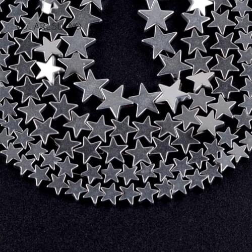 Natural Silvers Flat Pentagram Hematite Stone Round Loose Beads For Jewelry Making 6-10mm Spacer Beads Fit Diy Bracelets 15