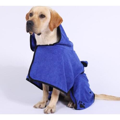 Quick Dry Pet Drying Towel Super Absorbent Capacity Soft Dog Bathrobe Robe Warm Animal Pajamas Hooded Clothes