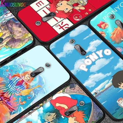 Cute Anime ponyo For Xiaomi Redmi S2 Y2 9 9 Prime 9C 9A 9T 9AT K30 K30S K30i K40 Note 9 Pro (5G) Black TPU Phone Case