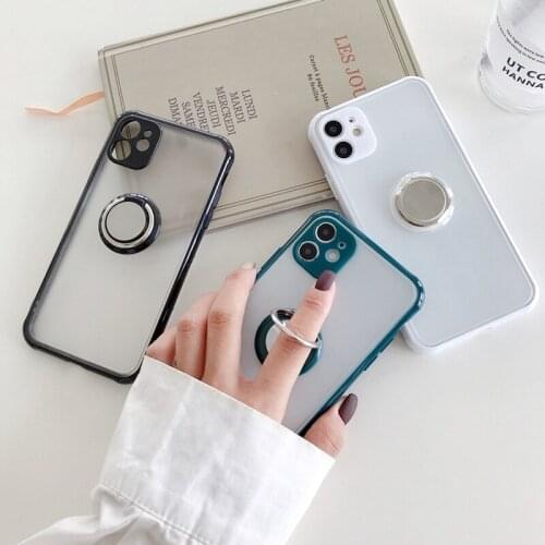 For iPhone 12 Pro Max Ring Holder Case Luxury Slim Matte Armor Shockproof Cover for iPhone 11 Pro Xs Max X Xr 6 6s 7 8 Plus SE 2