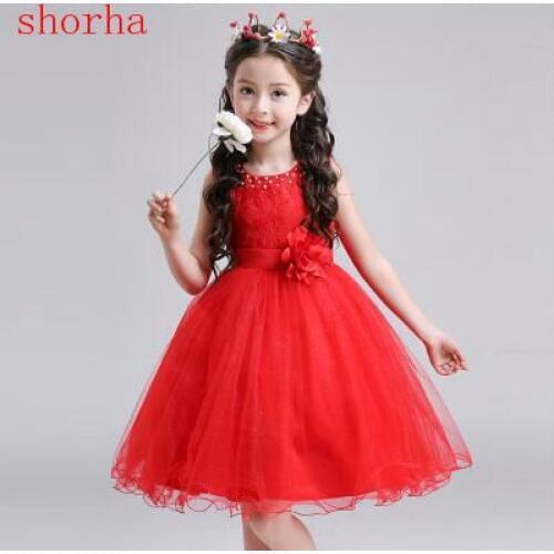 Flower pearl Girls Autumn Dresses Floral Print Kids Dresses for Girls Clothes Party Princess Dress Children Clothes
