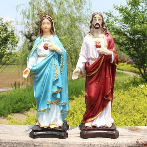Jesus Christ/ Virgin Mary Figurine Sculpture Christian Wedding Gift Xmas Desktop Display Decors Renaissance Collection