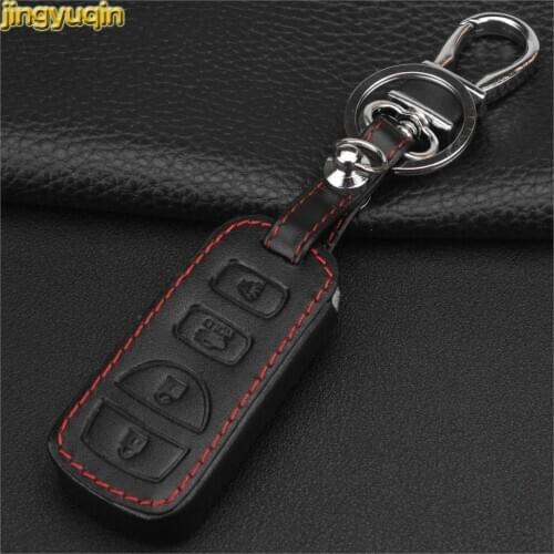 Jingyuqin 3 Buttons Remote Leather Car Key Case Key Cover for Nissan VENUCIA D50 Sylphy Tiida FOB Styling