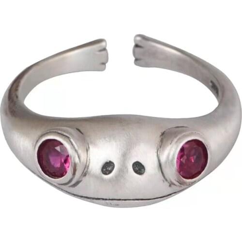 Bohemian Vintage Frog Ring for Women Artistic Design Retro Opening Resizable Unisex Female Statement Rings Silver Gift