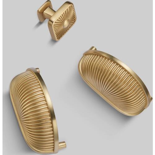 Shell Shape Kitchen Handle Gold Cabinet Pulls Drawer Knobs For Furniture Zinc Alloy