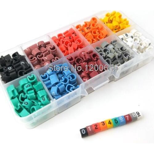 MC-1 500 Pcs PVC Cable Wire Markers Letter Number 0-9 Coded Cord Cable Organizer Tag Label Marker Colorful "Total