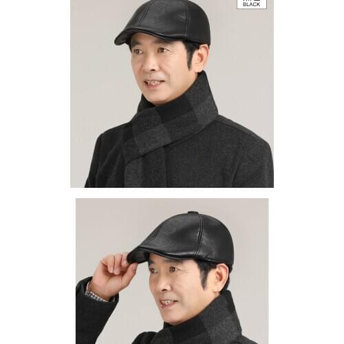 Men Winter Middle-Aged Elderly Hats Old Mens Warm Earmuffs Forward Hats Grandpa Dad Old Man Berets Fashion