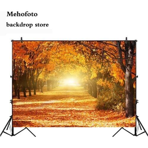 Mehofoto Autumn Scenery Photography Backdrops S Maple Leaf Backdrop for Photo studio Road Forest Tree Vinyl Seamless 953