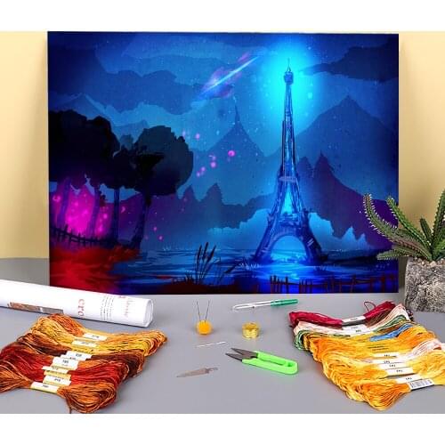Scenery We Are Here Printed Canvas 11CT Cross Stitch Patterns Embroidery DMC Threads Handicraft Handmade Painting Different
