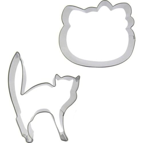 Cat Head Portrait, Cat shaped 2 piece biscuit cutting molds, baking tools, cake decorating soft candy tools