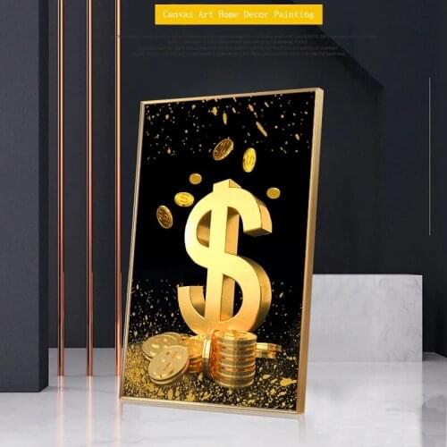 Nordic Golden Dollar Coin Poster and Prints Luxury Wall Art Bitcoin Canvas Painting Decorative Picture For Home Decoration