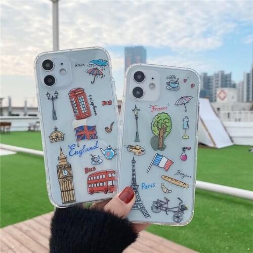 JAMULAR Cartoon City Lable Transparent Phone Case For iPhone 11 Pro 12 X XS MAX XR SE2020 7 8Plus Graffiti Soft TPU Cover Fundas