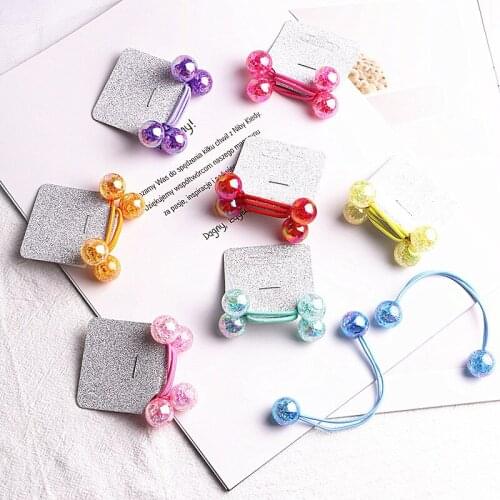 2PCS New Colourful Blasting Bead Princess Headwear Children Hair Ropes Kids Elastic Hair Bands Girls Accessories Baby Headdress