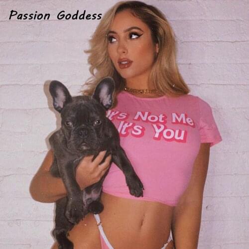 Letter Pattern Pink Cotton T Shirts Kawaii Cropped Shirts Top Femme Sexy Short Sleeve Slim Fit Dance Tee Shirt Cute Women Summer