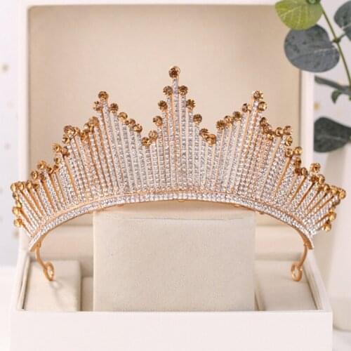 Wedding Bridal Tiara Crown Handmade Faux Crystal Rhinestone Princess Headband Prom Party Baroque Queen Hair Accessories
