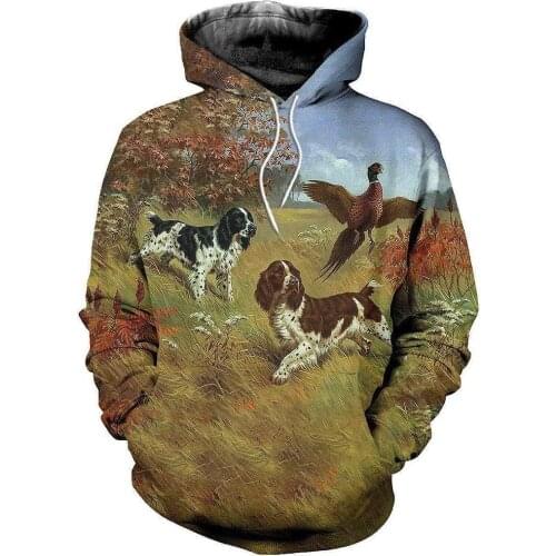 English Springer Spaniels Hunting 3D All Over Printed Hoodies Autumn Unisex Casual Sweatshirt Fashion Jackets