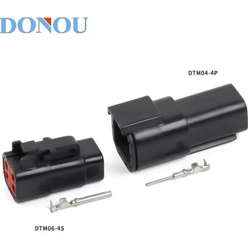 1set DTM04-4P/DTM06-4S Desch type waterproof connector black male and female connector quick plug connector terminal