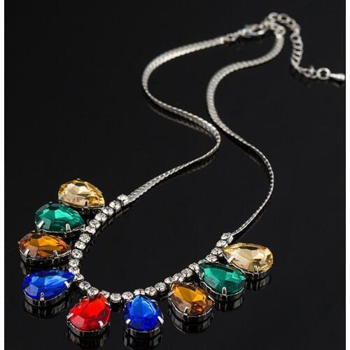 YFJEWE New fashion colorful rhinestone pendant necklace for wedding gorgeous women wearing womens temperament Accessories #N158