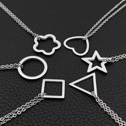 Titanium Steel Jewelry Geometric Shape Pendant Stainless Steel Pendant Square Round Fashion Simple Accessories Jewelry