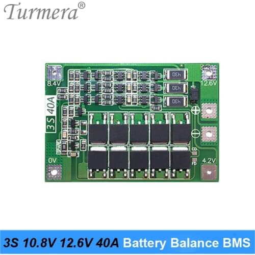 Balance BMS 3S 40A 18650 21700 26650 Lithium Battery Protection Board 10.8V 12.6V for Screwdriver Drill and Headlamp Use Turmera