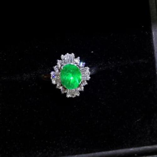 Shilovem 925 sterling silver real Natural Emerald Rings fine Jewelry Customizable women gift new wholesale 4*6mm jcj0406299agml