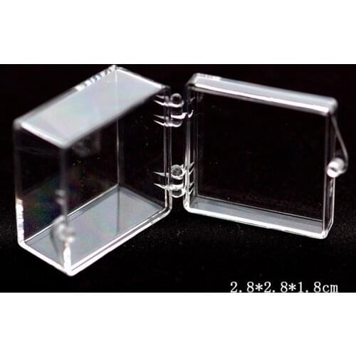 12pcs/lot Small clear plastic box for earring rings storage jewelry beads packaging box square gift box with hinged lids