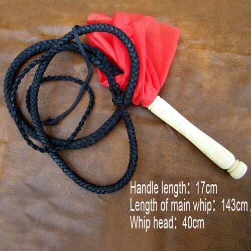 2m Braided Leather Whip Bullwhip Shepherd Costume Prop with Wood Handle Durable Fitness Sounded Whips