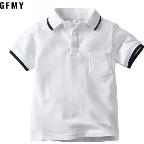 2020 New GFMY Summer Short sleeve Solid color White Navy School Style Boys Polo Shirt 2year Comfort cotton Baby Top