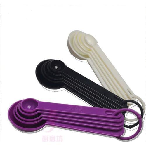 5 Pcs/Set Solid Color Plastic Baking Coffee Tea Measuring Spoons Reusable Household Kitchen Baking Measuring Tools