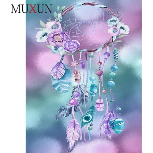 Diamond Painting Feather Dream Catcher Diamond Inlaid Home Decoration Embroidery Pattern Handmade New Year Decoration Gift Ep084