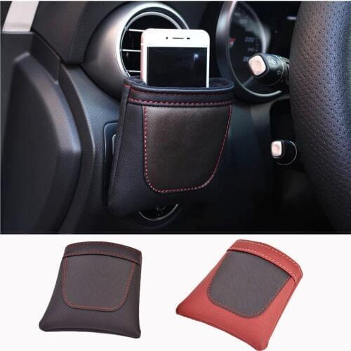 PU Leather Car Storage Bag Clip on Air Outlet Car Phone Bag For Ford Cmax Smax F150 Mustang Fiesta Galaxy Ecosport Focus Escape