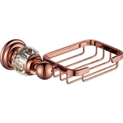 Free shipping Rose gold Finish BATHROOM ACCESSORIES SOAP BASKET Crystal Soap Holder/Soap Case