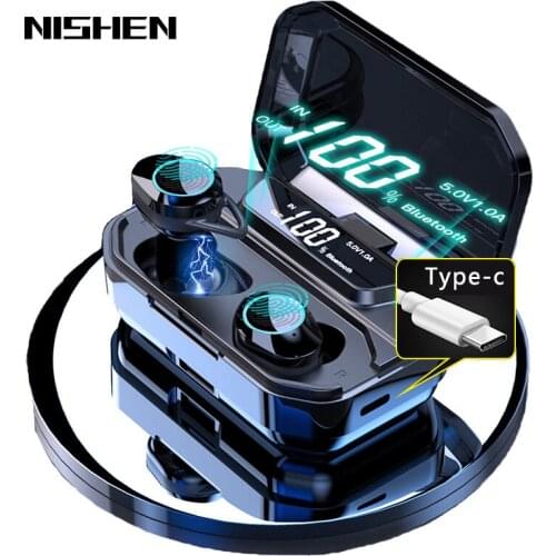 G02 V5.0 Bluetooth Stereo Earphone Wireless IPX7 Waterproof Touch Earbuds Headset 3300mAh Battery LED Display Type-c Charge Case