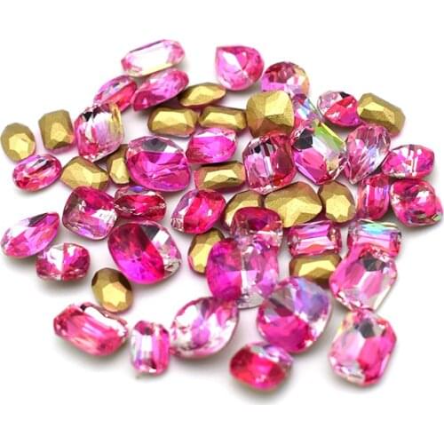 Shining Nails Rhinestones Point Back Laser Color Multi Shape 3D Crystal Diamond Trim Gems For Clothing Bags DIY Wedding Decor