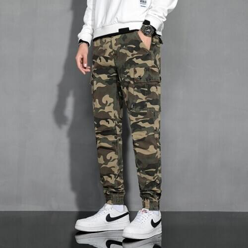 New Autumn Mens Cargo Harem Pants Casual Mid-Waist Camouflage Men Fashion Streetwear Pants Slim Male Joggers Trousers 2020