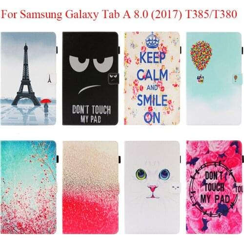 For Samsung Galaxy Tab A 8.0 (2017) T385 T380 Smart Stand Cover For Samsung SM-T380 T385 Flip Print Pattern PU Leather Case