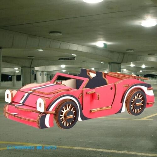 Wooden Painted 3D Bus Ambulance Race Car Puzzles DIY Assembly Education Kids Toy