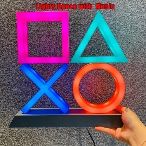 For PS5 Mood Flash Lamp Icon Modeling Voice Control Decorative Lamps Colorful Led Light Game Accessories Gift for Christmas
