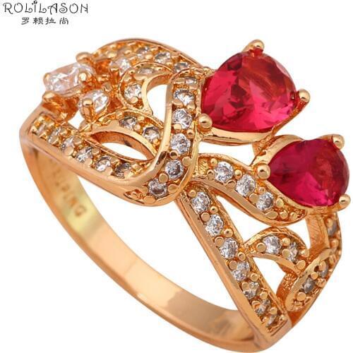 Elegant design good Price fashion jewelry CZ Crystal gold tone Rings Healthy jewelry USA size #6.5 #7.5 JR1882