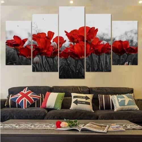 Poppy Pattern HD Print Canvas Painting Wall Art Picture for Living Room Home Decor
