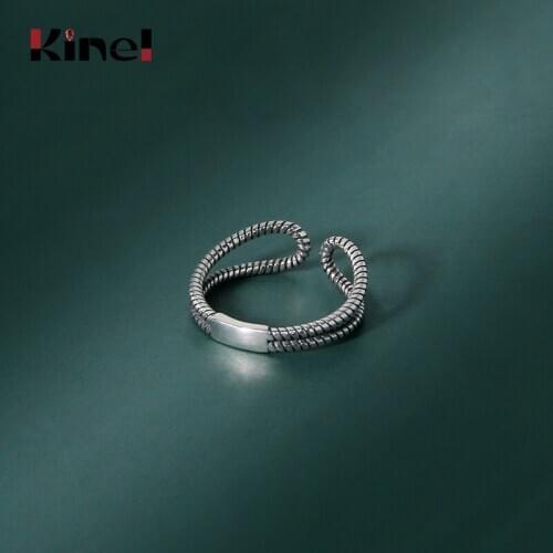 Kinel Hot Sale 100% 925 Sterling Silver Vintage Old Finger Rings for Women Wedding Engagement Jewelry Gift
