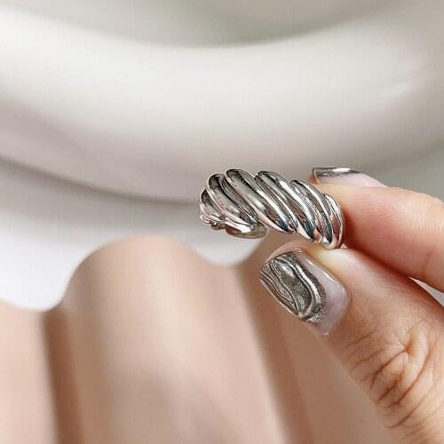 MLKENLY 925 Sterling Silver Ring French Twill Croissant Ring 2021 New Niche Design Geometric Rings For Women Accessories