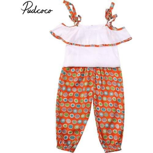 Summer 2019 Brand Newborn Baby Girls Off Shoulder Blouse + Shorts Strape 2Pcs Sunsuit Outfits Set Clothes Baby Clothing 1-6Y