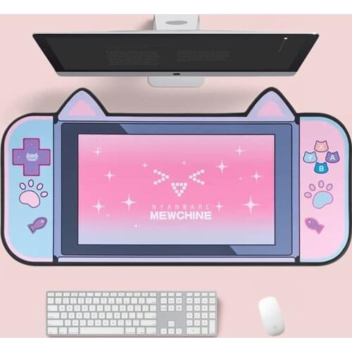 Computer Gaming Large Mouse Pad Gamer Kawaii Pink Cat Keyboard Anime Desk Mousepad Cartoon XL Big Cute Laptop Office Table Mat