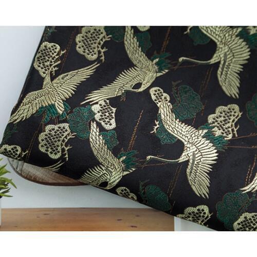 Crane flower Brocade Fabric Damask Jacquard Apparel Costume Upholstery Furnishing Curtain Material cushion fabric 75cm*50cm