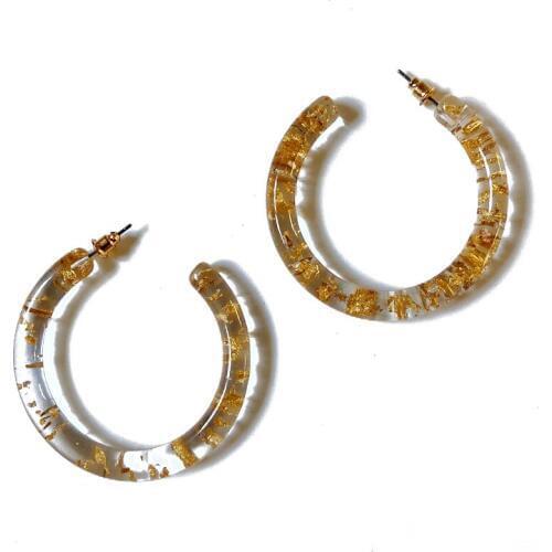Crystal Gold Glitter Elegant Resin Earring
